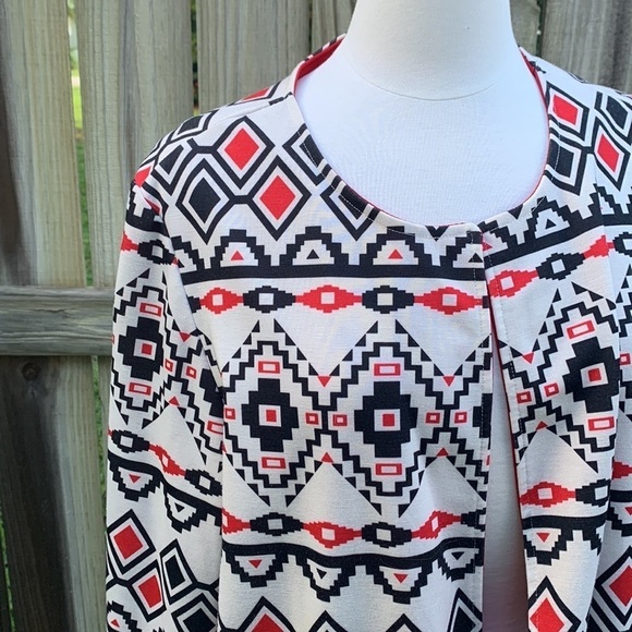 Mirror Image tribal print open front jacket, size XXL (custom tailored) - Picture 2 of 6
